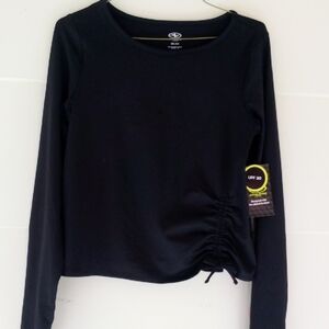 Athletic Works Black Long Sleeve Top with Ruched Side